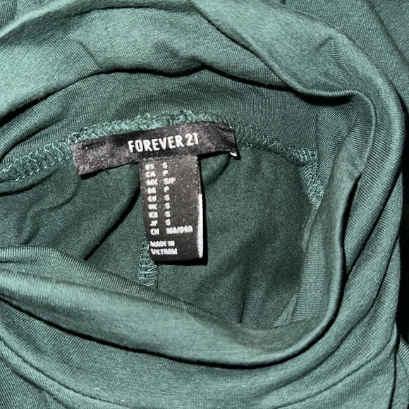 FOREVER 21 Vintage Style 90s Mock Neck Short Sleeve Green Dress Womens Size S - Picture 4 of 4